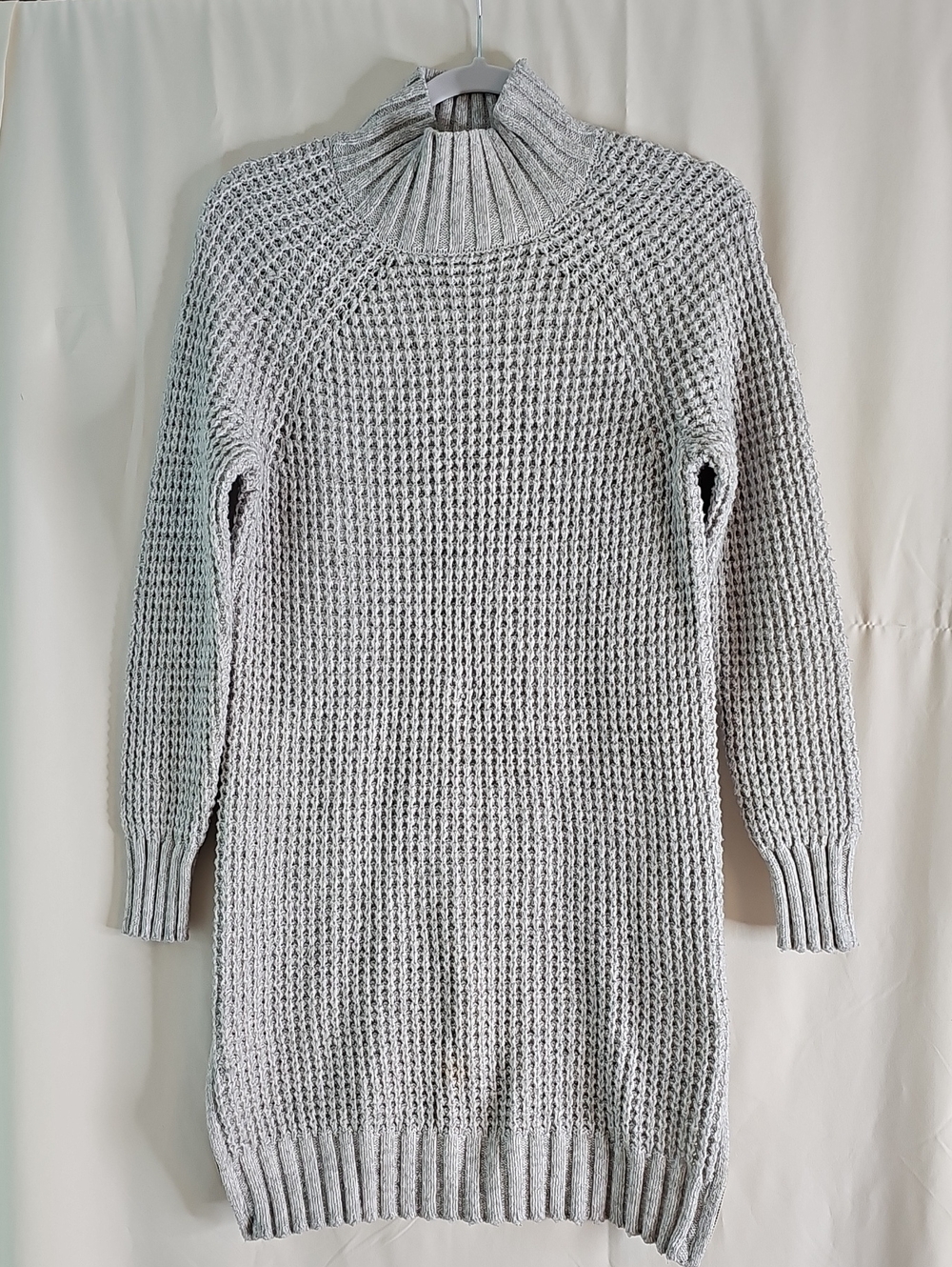 American Eagle Outfitters Light Gray Chunky Knit Turtleneck Sweater Dress